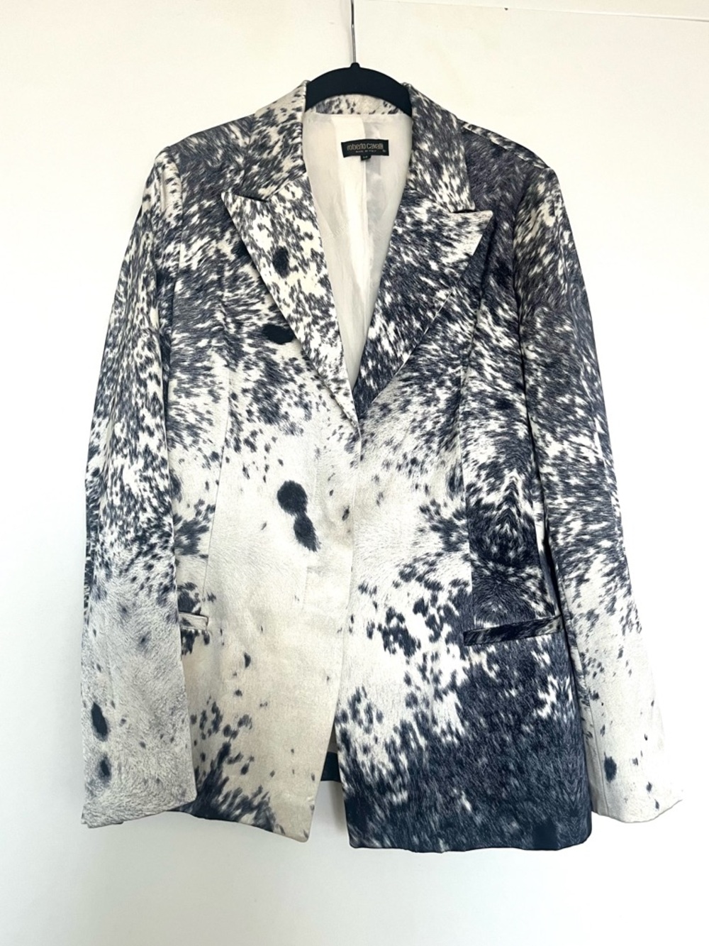 Vintage Roberto Cavalli cow hide printed satin blazer jacket F/W 1999